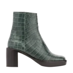 BY FAREllen Croco Embossed Leather Boots - Green