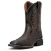Ariat Boys Hand Stained Red Brown And Black Amos Wide Square Toe Boots