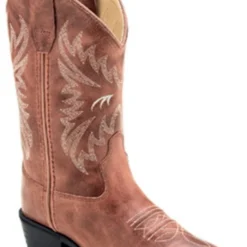 Old West Girls Rose Brown Narrow J Toe Cowgirl Boots