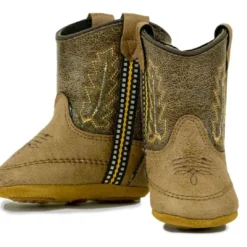 Old West Infant Boys Brown & Yellow Poppet Boots