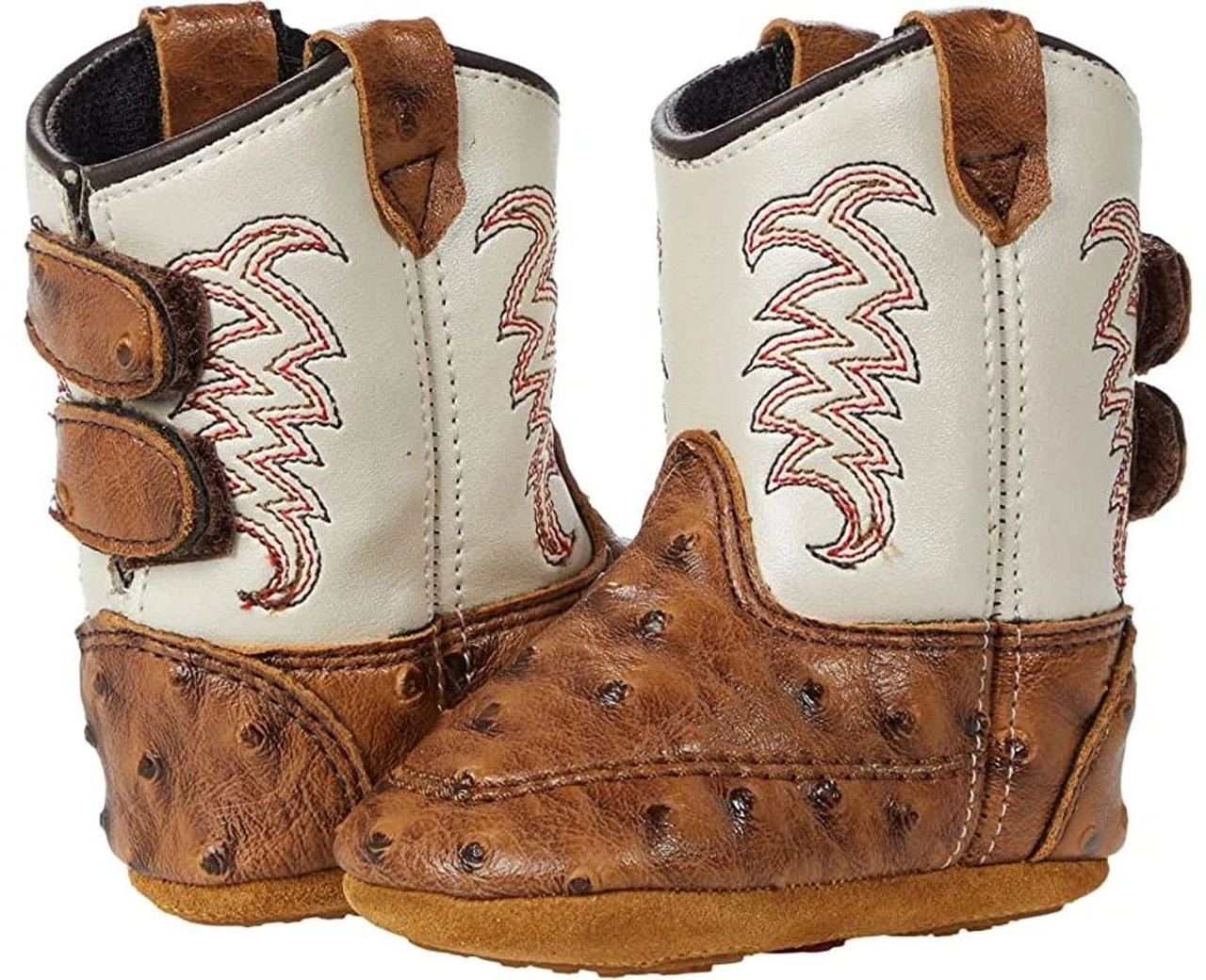 Old West Infant White & Ostrich Poppet Boots 1 Old West Infant White & Ostrich Poppet Boots